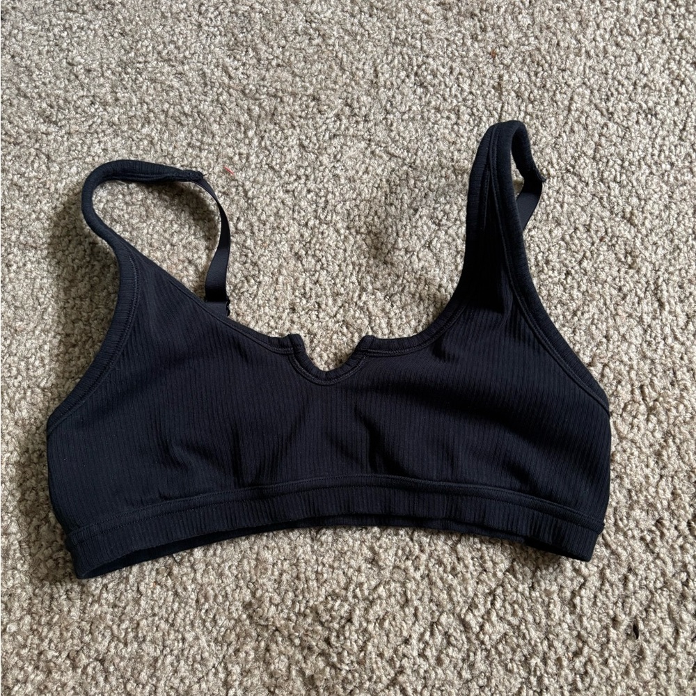 Aerie Midnight Black Ribbed Bralette